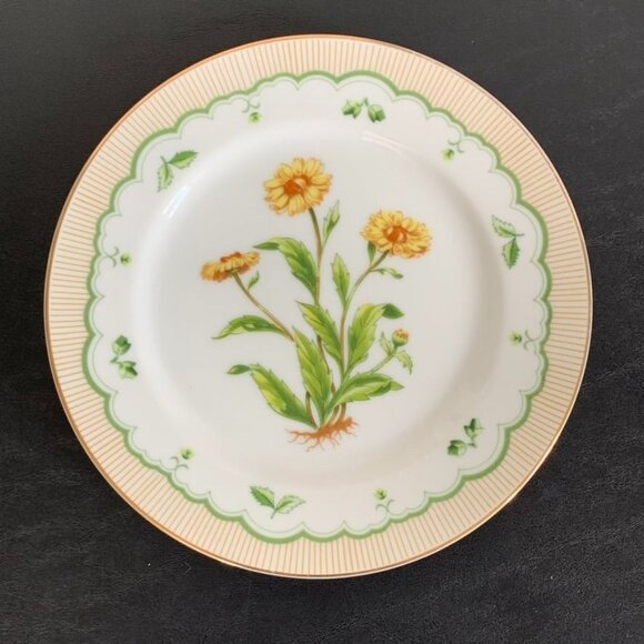 Set of 8 Vintage Georges Briard Salad/Dessert Plates Floral Flower Gold Trim - Picture 4 of 10